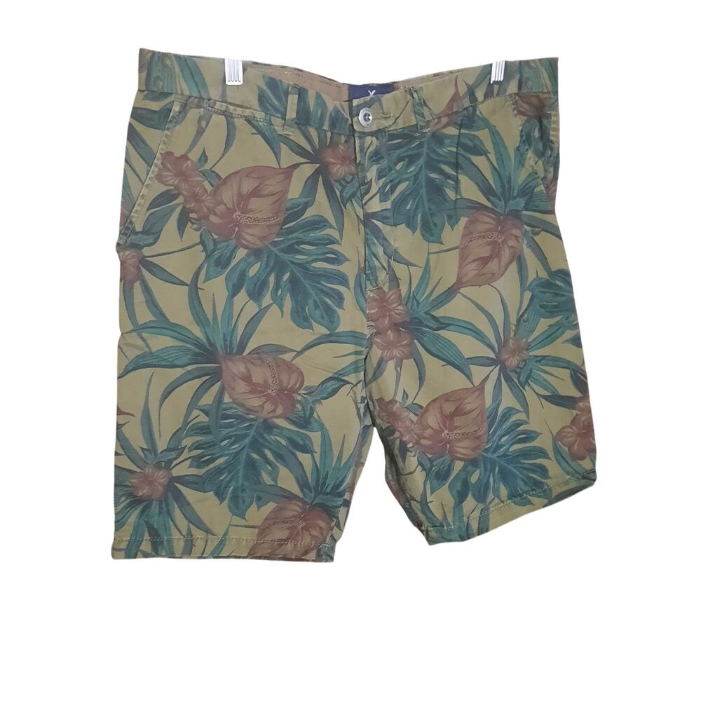 American Eagle Mens Prep Chino Tropical Palm Print Design Shorts Size 36